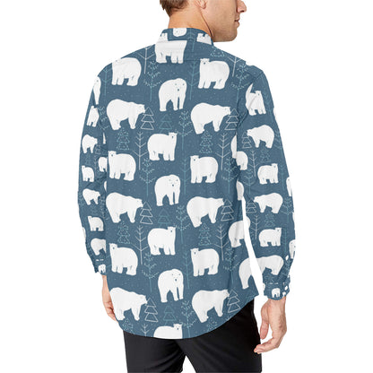 Polar Bear Pattern Print Design A01 Men's Long Sleeve Shirt