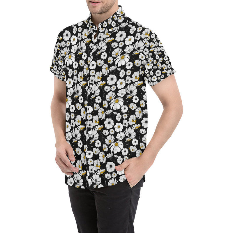 Daisy Pattern Print Design 02 Men's Short Sleeve Button Up Shirt