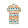 Elephant Aztec Ethnic Print Pattern Men's Short Sleeve Button Up Shirt