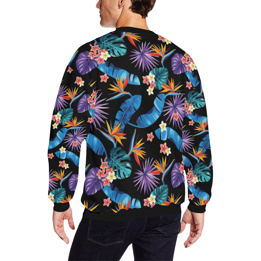 Tropical Flower Pattern Print Design TF018 Men Long Sleeve Sweatshirt