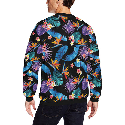 Tropical Flower Pattern Print Design TF018 Men Long Sleeve Sweatshirt