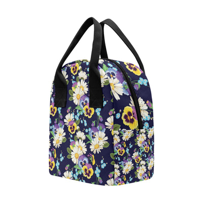 Pansy Pattern Print Design PS03 Insulated Lunch Bag