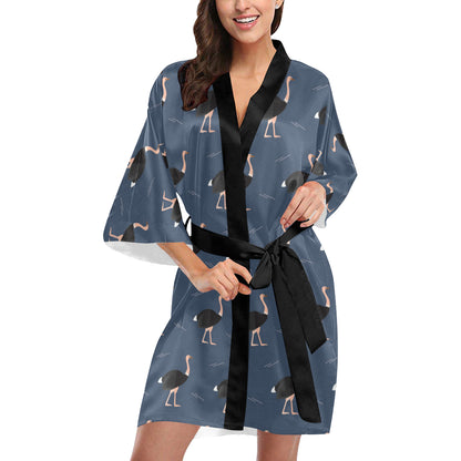 Ostrich Pattern Print Design 04 Women's Short Kimono