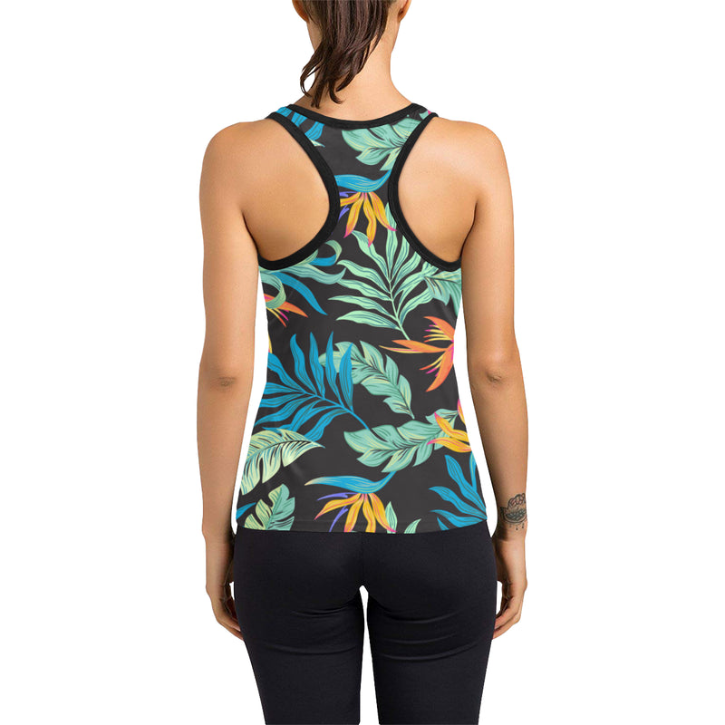 Tropical Palm Leaves Hawaiian Flower Women's Racerback Tank Top