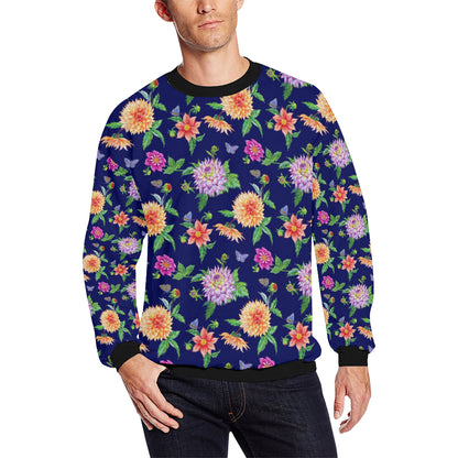 Dahlia Pattern Print Design DH010 Men Long Sleeve Sweatshirt