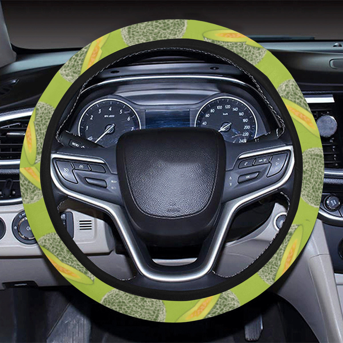 Cantaloupe Pattern Print Design 03 Steering Wheel Cover with Elastic Edge