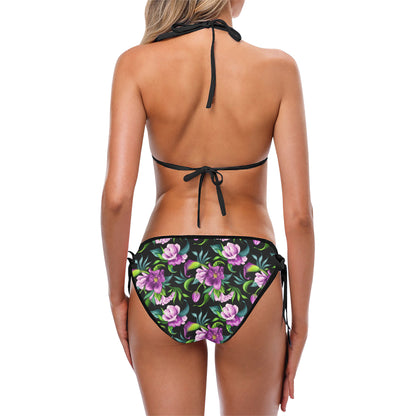 Bright Purple Floral Pattern Bikini