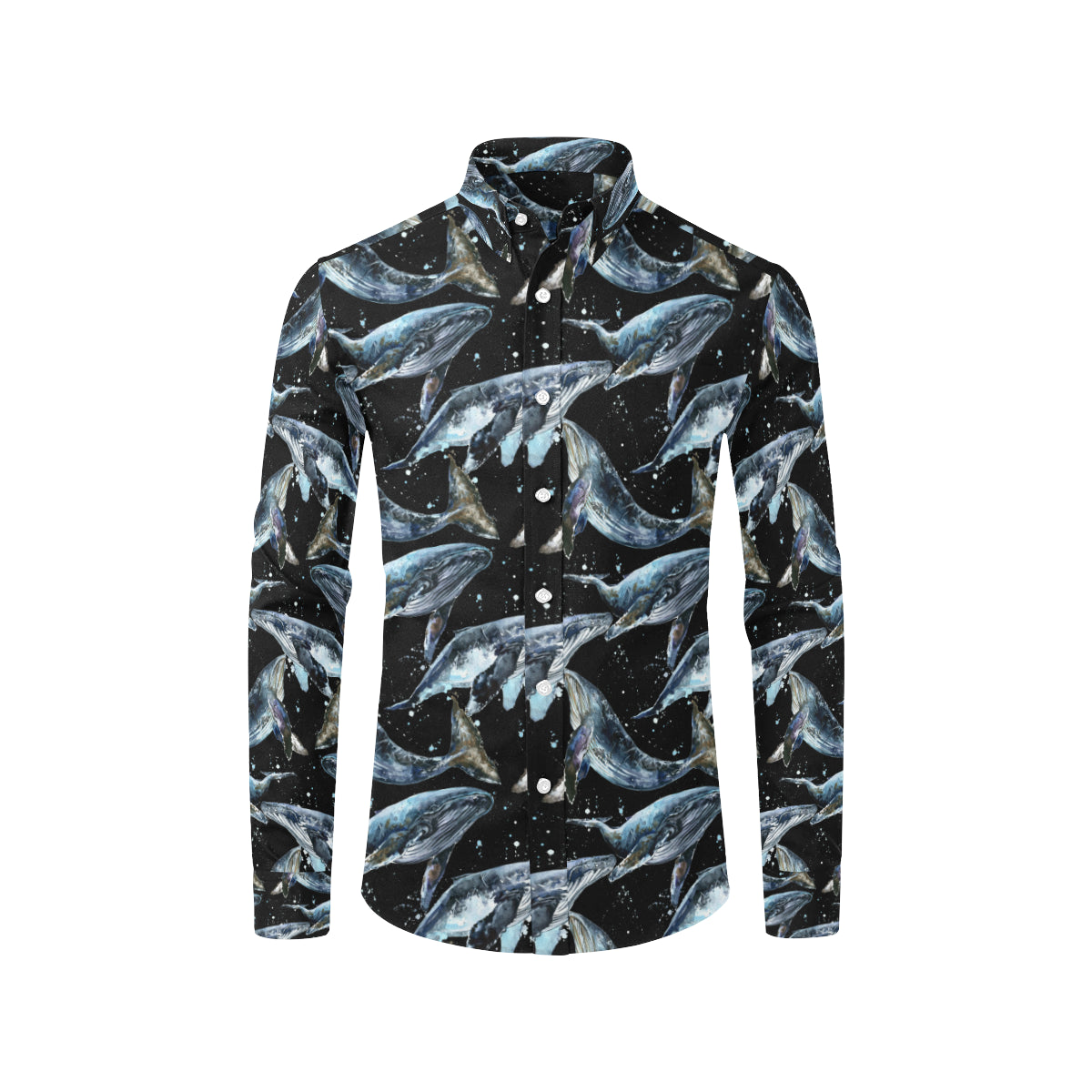 Humpback Whale Pattern Print Design 01 Men's Long Sleeve Shirt