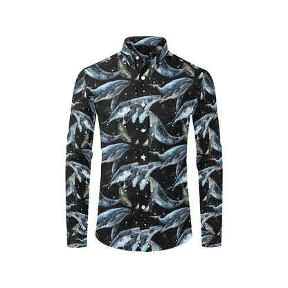 Humpback Whale Pattern Print Design 01 Men's Long Sleeve Shirt