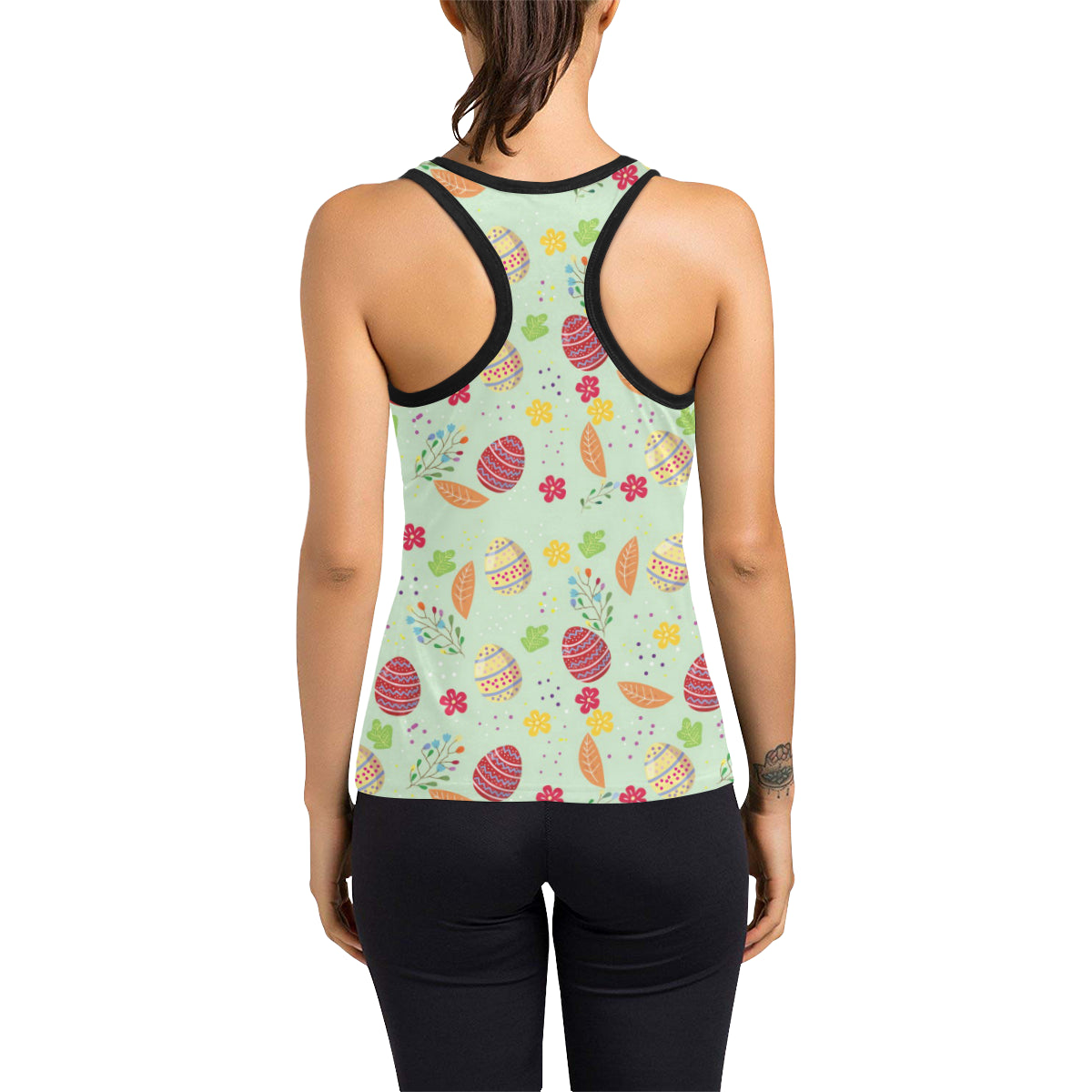 Easter Eggs Pattern Print Design RB07 Women's Racerback Tank Top