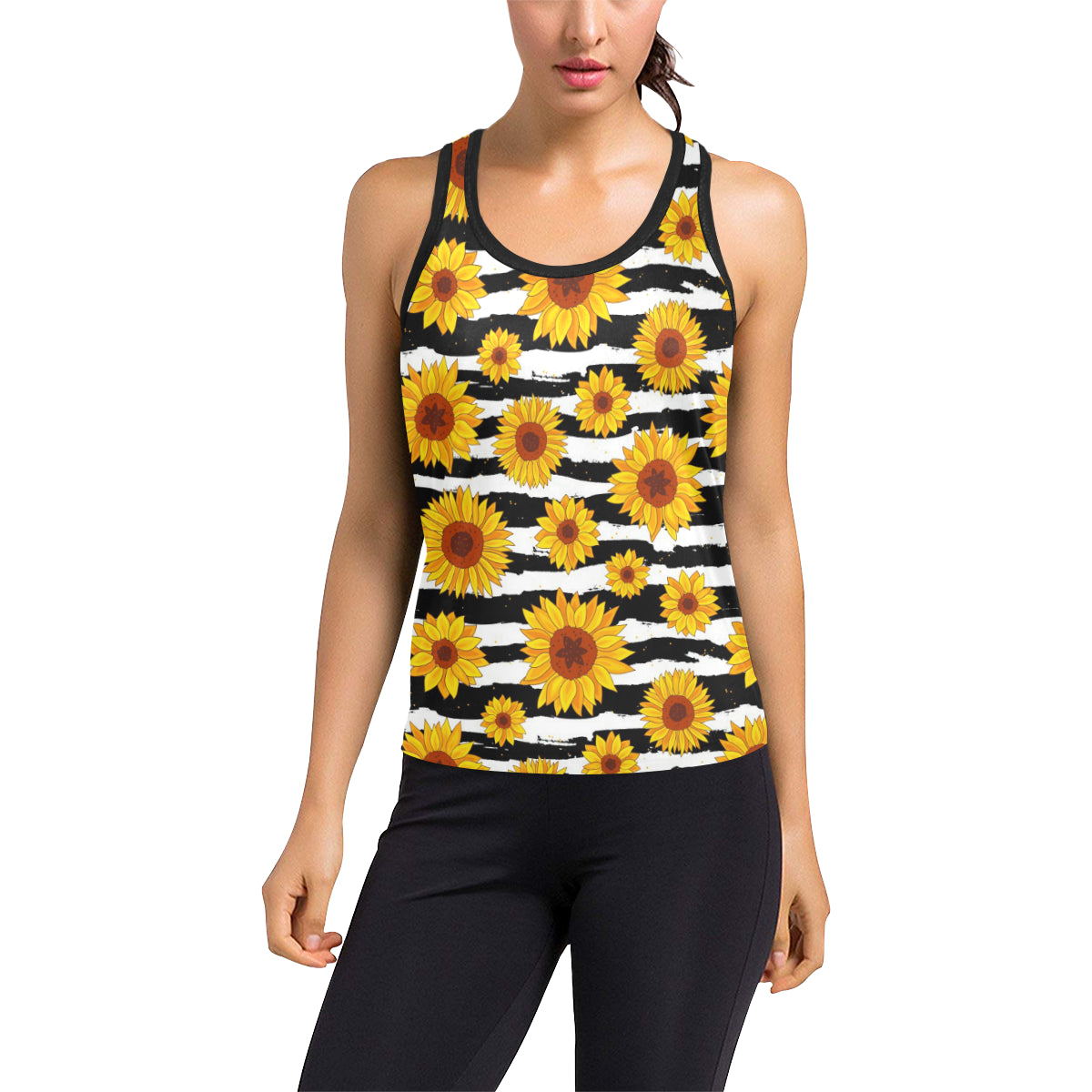 Sunflower Pattern Print Design SF010 Women's Racerback Tank Top
