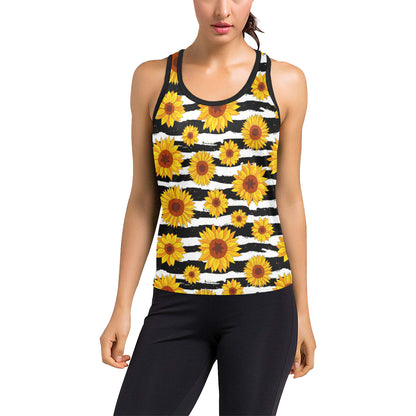Sunflower Pattern Print Design SF010 Women's Racerback Tank Top