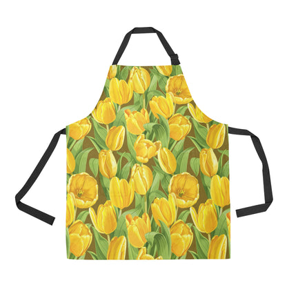 Tulip Yellow Pattern Print Design TP010 Apron with Pocket