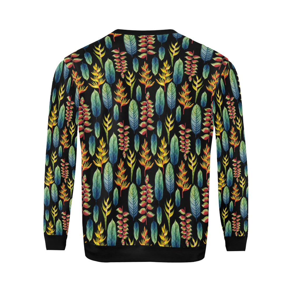 Heliconia Pattern Print Design HL03 Men Long Sleeve Sweatshirt