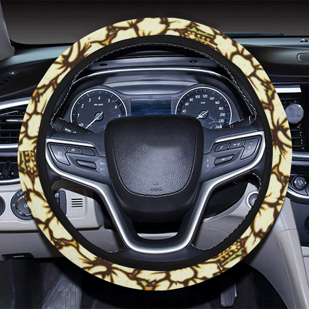 Hawaiian Themed Pattern Print Design H015 Steering Wheel Cover with Elastic Edge
