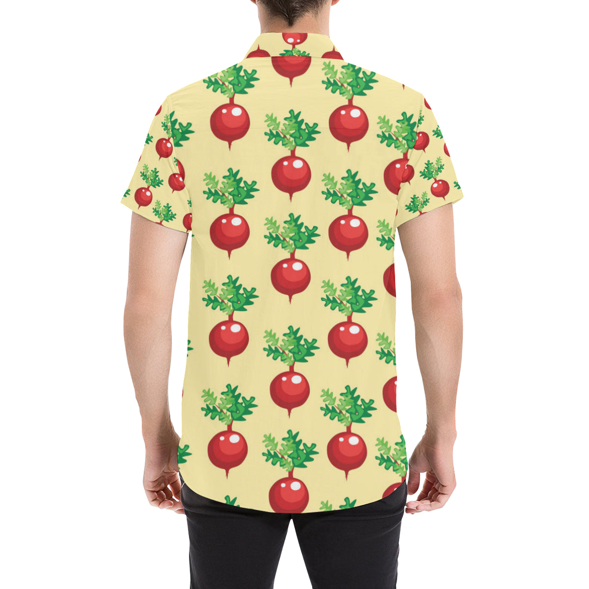 Radish Pattern Print Design A02 Men's Short Sleeve Button Up Shirt