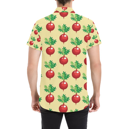 Radish Pattern Print Design A02 Men's Short Sleeve Button Up Shirt
