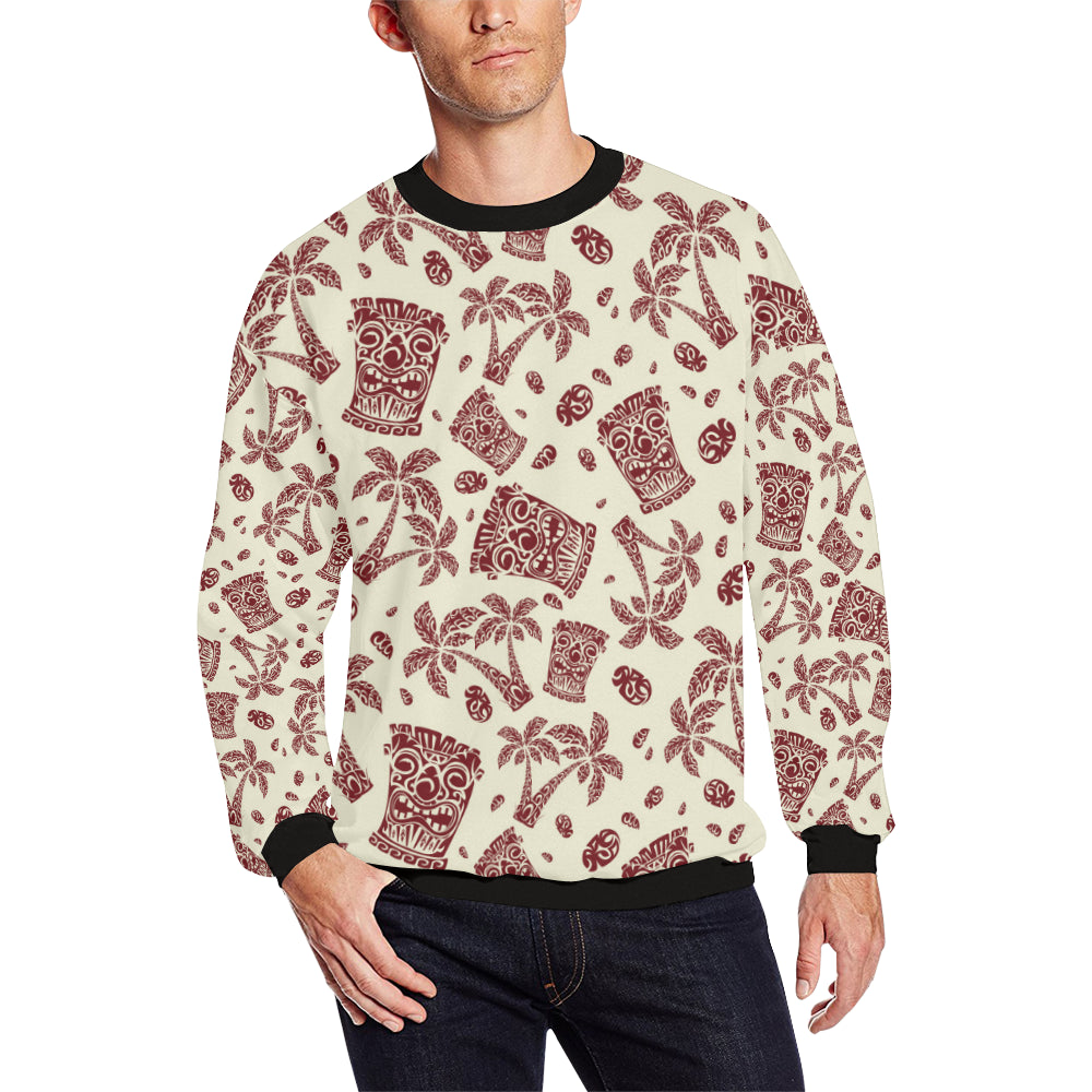 Tiki Tribal Symbol Palm Tree Men Long Sleeve Sweatshirt