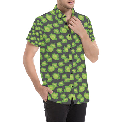 Cabbage Pattern Print Design 01 Men's Short Sleeve Button Up Shirt