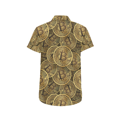 Bitcoin Pattern Print Design DO01 Men's Short Sleeve Button Up Shirt