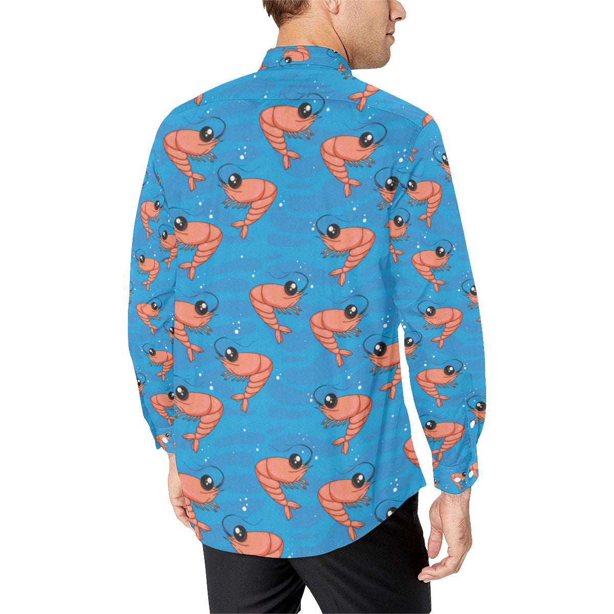 Prawn Cute Pattern Print Design 03 Men's Long Sleeve Shirt