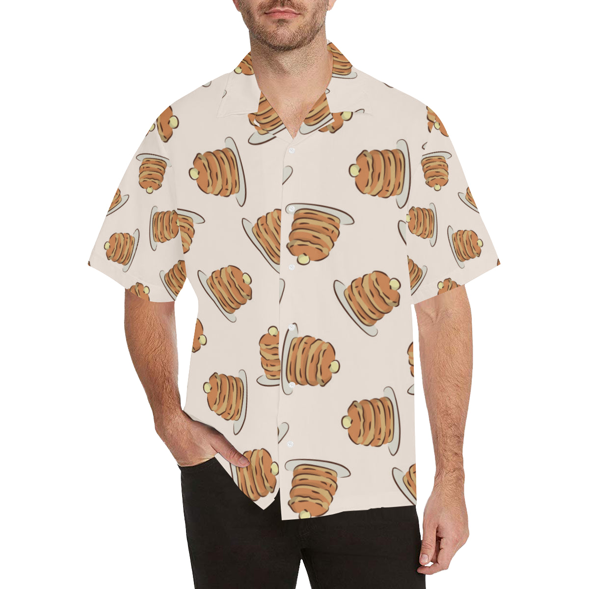 Pancake Pattern Print Design A01 Men's Hawaiian Shirt