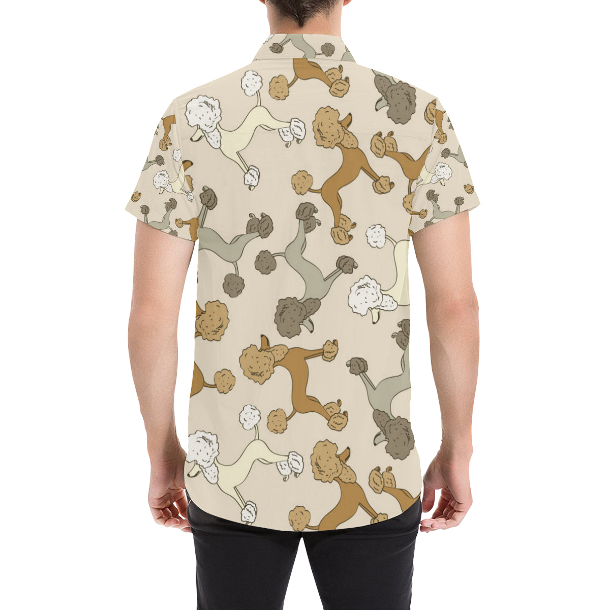 Poodle Pattern Print Design A01 Men's Short Sleeve Button Up Shirt