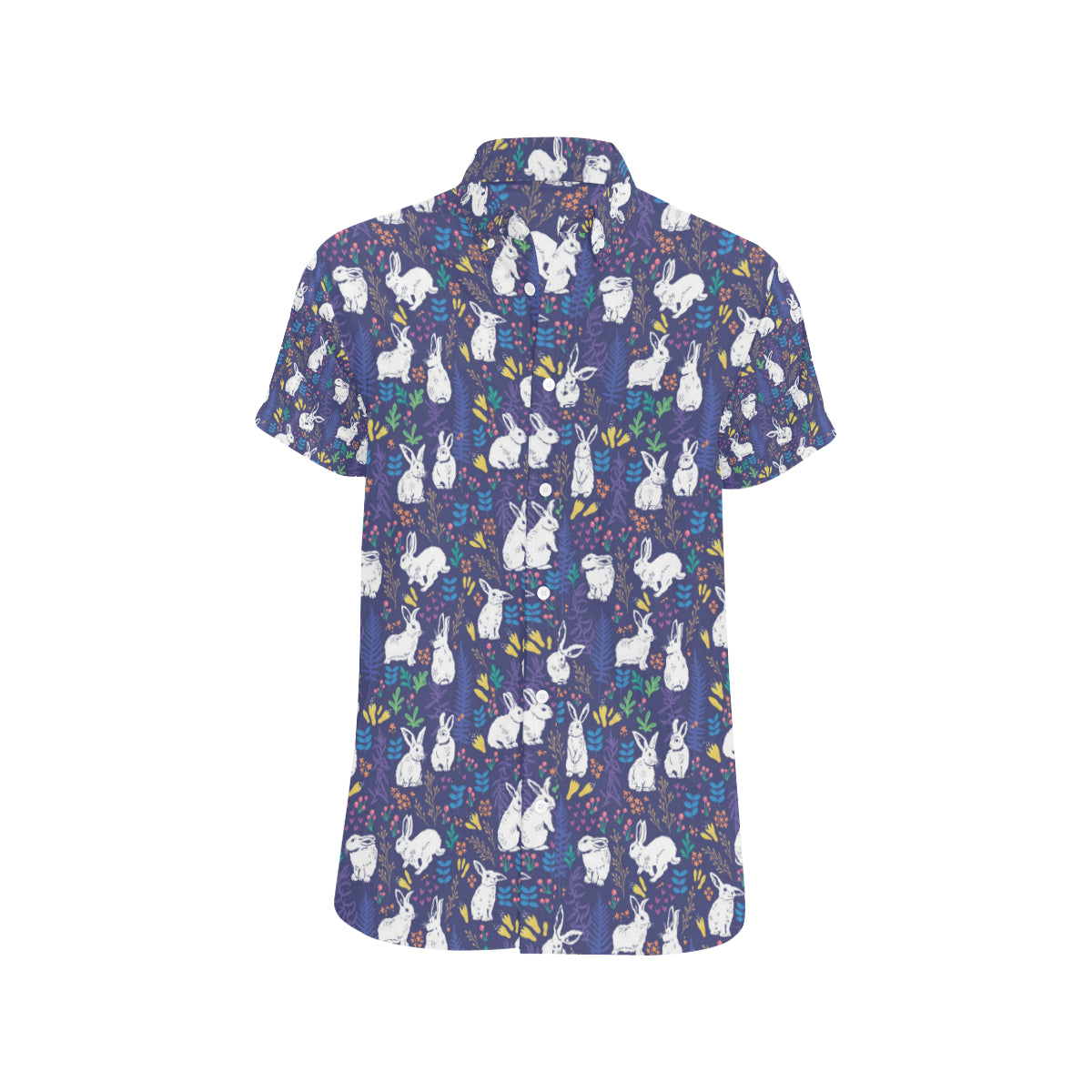 Bunny Pattern Print Design 01 Men's Short Sleeve Button Up Shirt