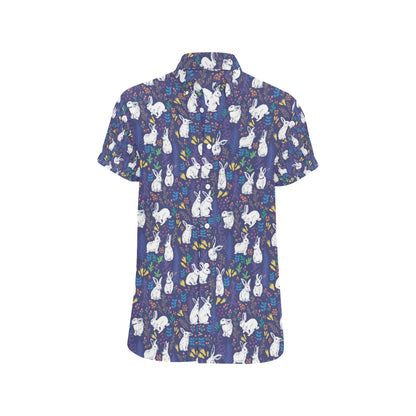 Bunny Pattern Print Design 01 Men's Short Sleeve Button Up Shirt