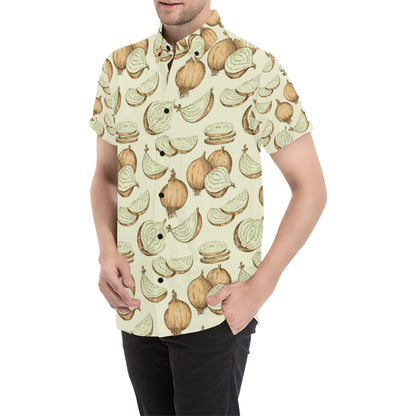 Onion Pattern Print Design A02 Men's Short Sleeve Button Up Shirt