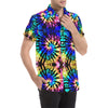 Tie Dye Rainbow Design Print Men's Short Sleeve Button Up Shirt