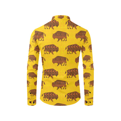 Bison Native Pattern Print Design 01 Men's Long Sleeve Shirt