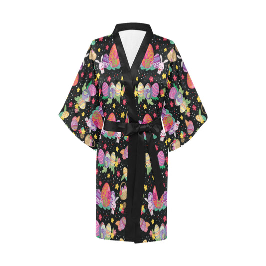 Easter Eggs Pattern Print Design RB06 Women Kimono Robe