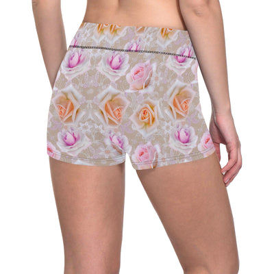 Rose Pattern Print Design RO011 Yoga Shorts