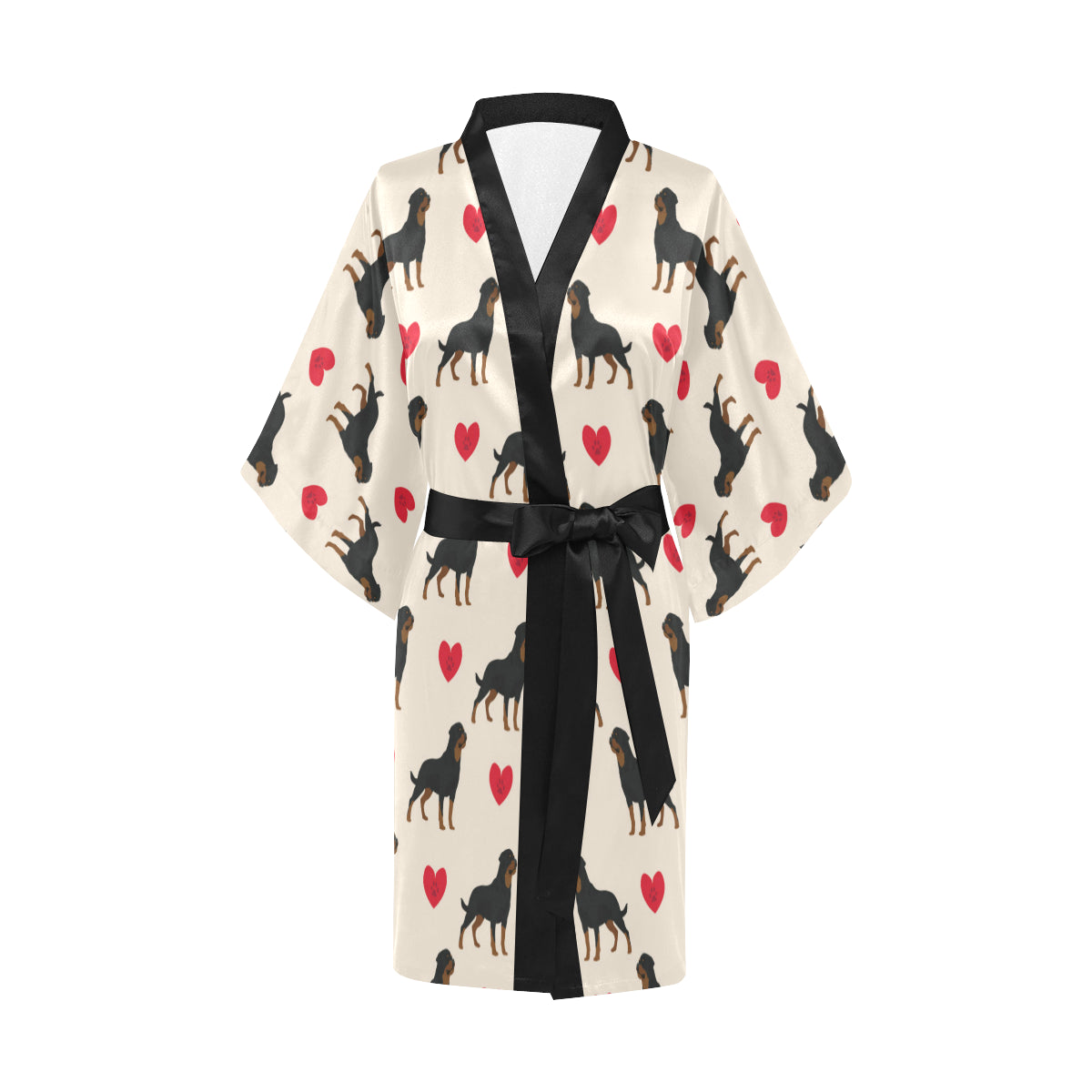 Rottweiler Pattern Print Design A02 Women's Short Kimono