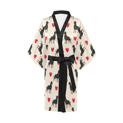 Rottweiler Pattern Print Design A02 Women's Short Kimono