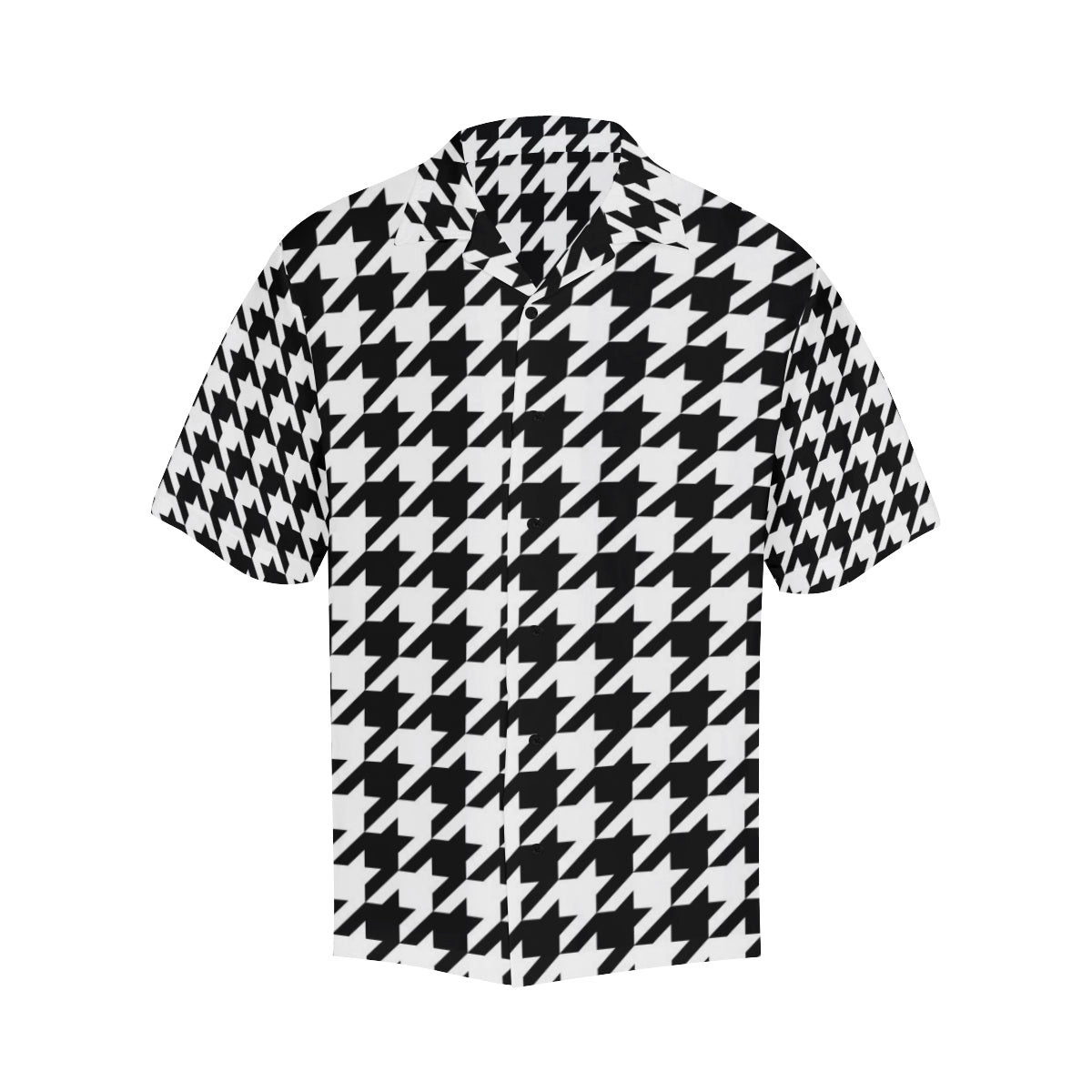 Houndstooth Black White  Pattern Print Design 05 Men's Hawaiian Shirt