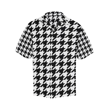 Houndstooth Black White  Pattern Print Design 05 Men's Hawaiian Shirt