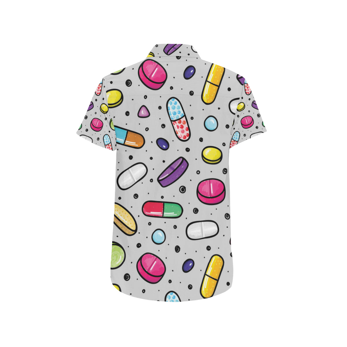 Pill Pattern Print Design A04 Men's Short Sleeve Button Up Shirt