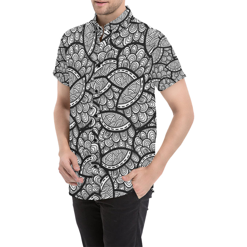 Polynesian Pattern Print Design A01 Men's Short Sleeve Button Up Shirt