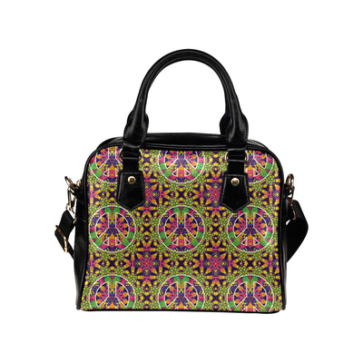 Peace Sign Pattern Print Design A04 Shoulder Handbag