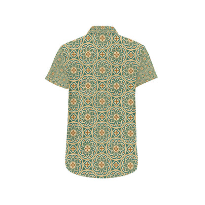 Cross Pattern Print Design 01 Men's Short Sleeve Button Up Shirt