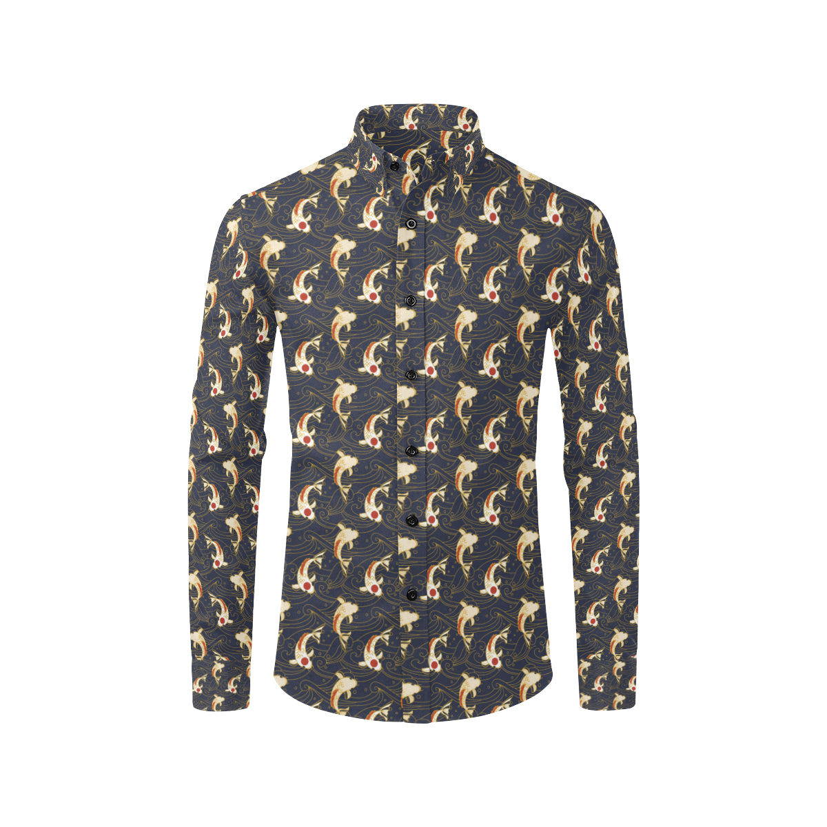 Koi Carp Japanese Design Themed Print Men's Long Sleeve Shirt
