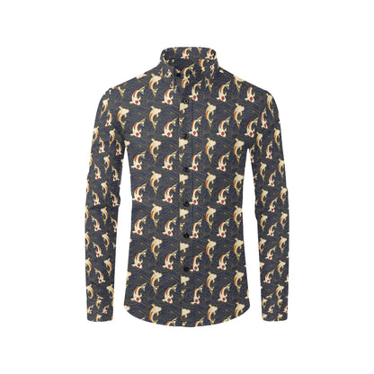 Koi Carp Japanese Design Themed Print Men's Long Sleeve Shirt