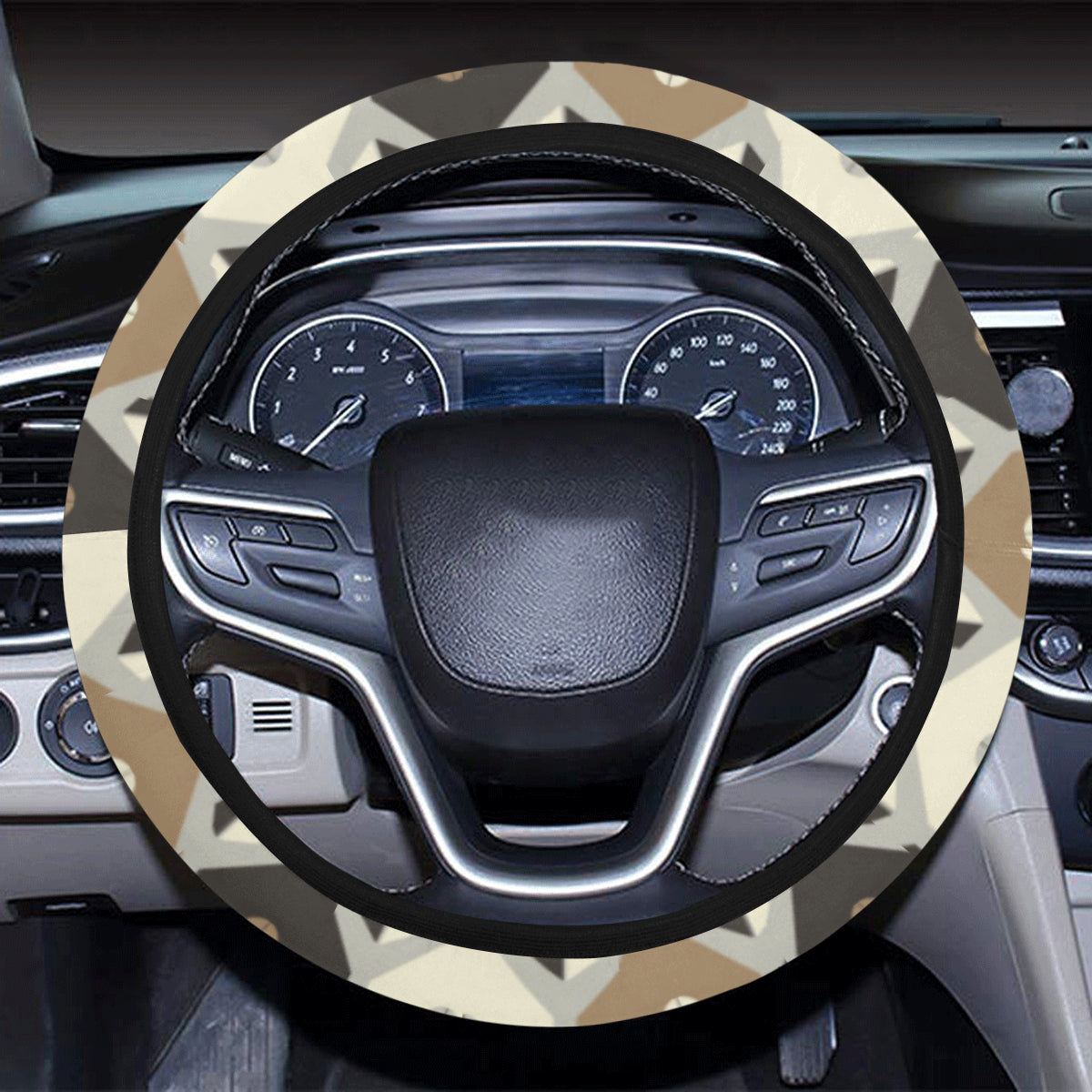 Bear Pattern Print Design 04 Steering Wheel Cover with Elastic Edge