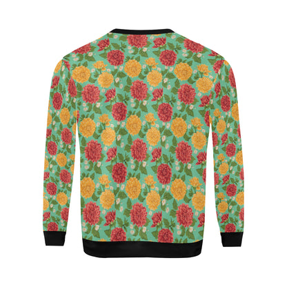 Dahlia Pattern Print Design DH011 Men Long Sleeve Sweatshirt