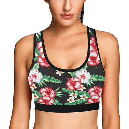 Hawaiian flower tropical leaves Sports Bra