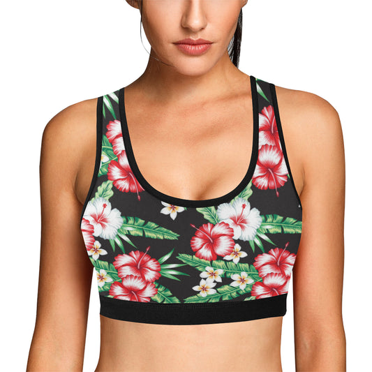 Hawaiian flower tropical leaves Sports Bra