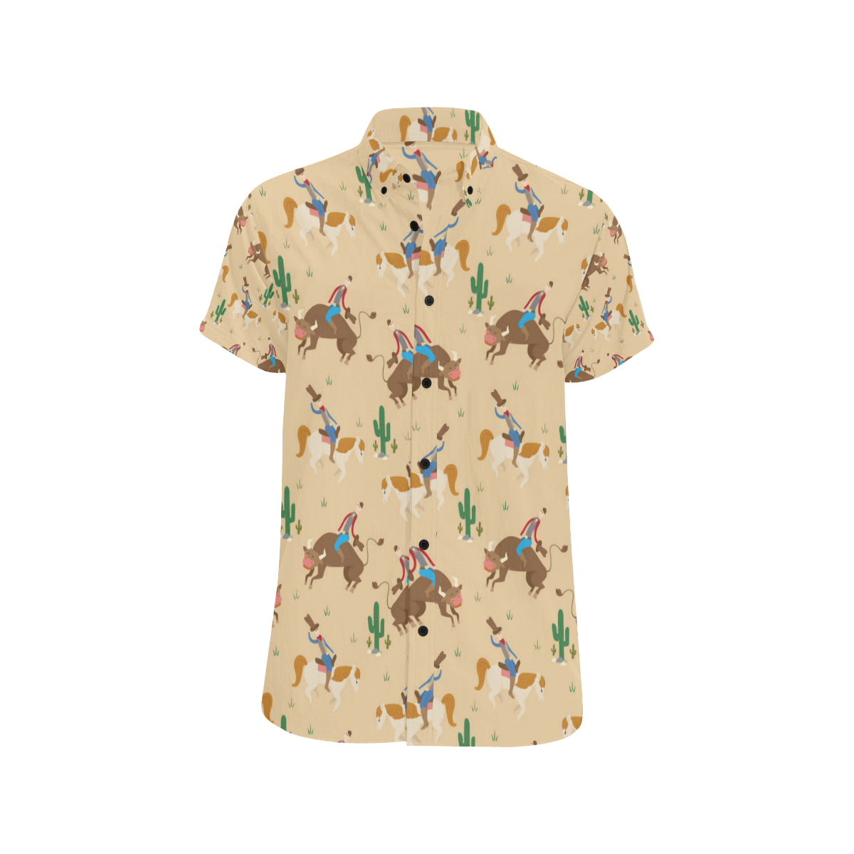 Rodeo Pattern Print Design A02 Men's Short Sleeve Button Up Shirt