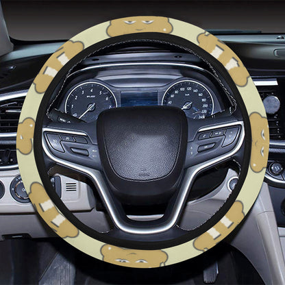 Poop Emoji Pattern Print Design A04 Steering Wheel Cover with Elastic Edge